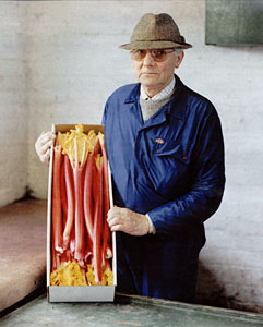 David Westwood holding some of his rhubarb