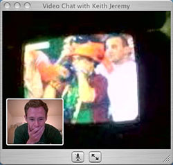 Screen shot from the iSight showing the football match in progress