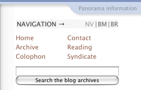 Screen shot showing the site’s navigation