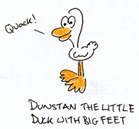 A cartoon of a duck